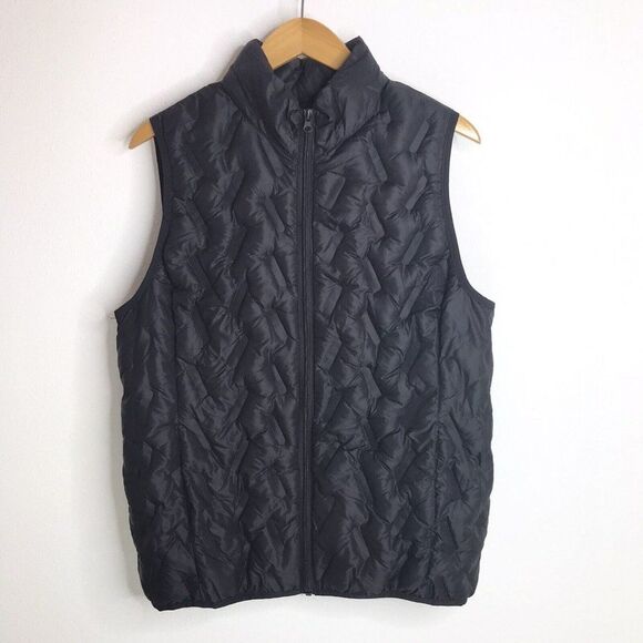 Tangerine Womens Puffer Vest Black Full Zip Packable Pockets Active Wear Medium - Picture 1 of 12